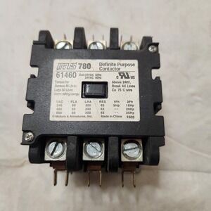 Mars 780 61460 Definite Purpose Contactor 50A 600 Volt 3 Pole Coil 24VAC 50/60Hz